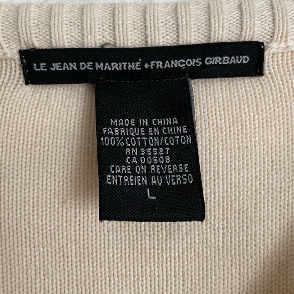 Vintage 1990’s~ Marithe Francois Girbaud~ Cream~ Pull Over Sweater Top~Sz Large - Picture 7 of 7